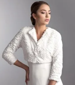 Veste De Mariage Fausse Fourrure Manches 3/4 Alessandra