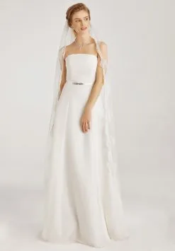 Voile De Mariage Long Dentelle Française Ivoire Sesta